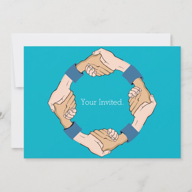 Handshake Circle Hands Invitation (Front)