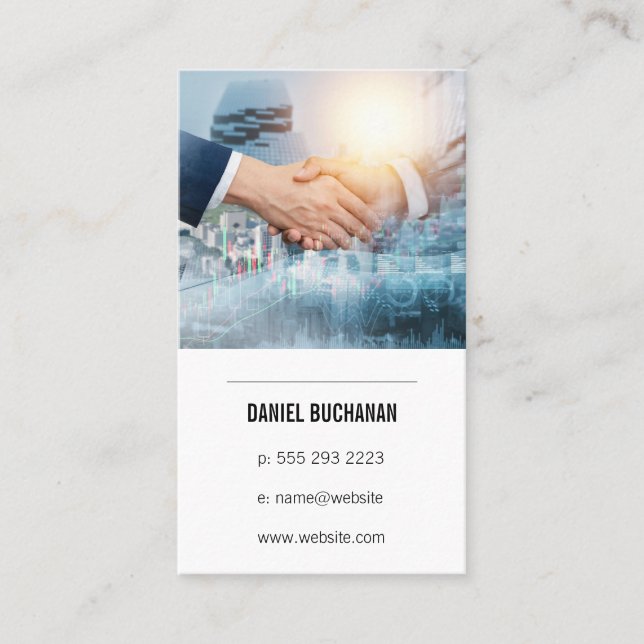 Handshake Deal | Financial Charts Business Card (Front)