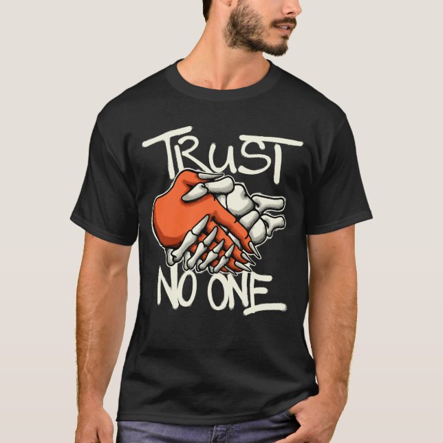 handshake demon hand and skeleton streetwear  T-Shirt (Front)