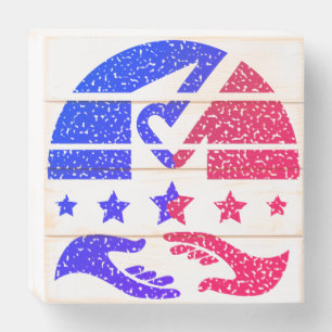 Handshake of national duty wooden box sign