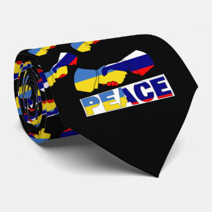 Handshake of Peace, Ukraine Russia Flag Neck Tie