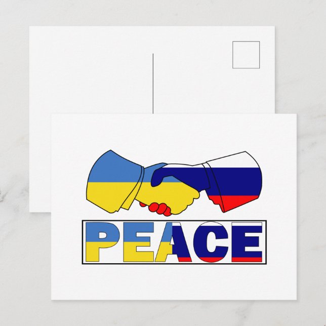 Handshake of Peace, Ukraine Russia Flag Postcard (Front/Back)