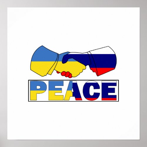 Handshake of Peace Ukraine Russia Flag Poster