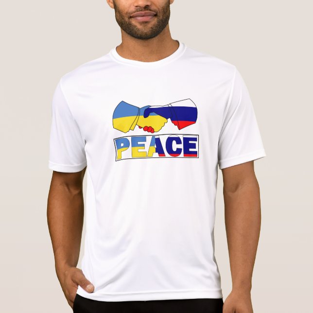 Handshake of Peace, Ukraine Russia Flag T-Shirt (Front)