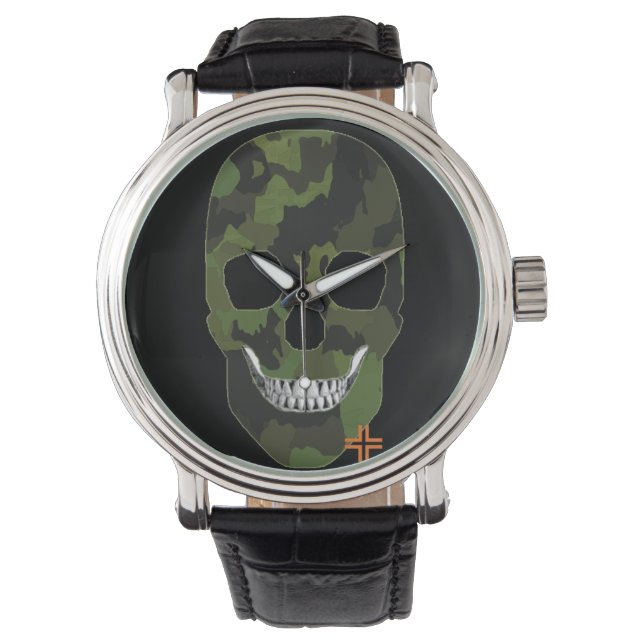 HANDSKULL Army watch mens leather  B2 (Front)