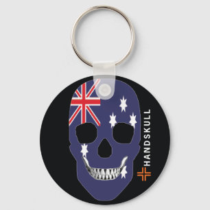 HANDSKULL Australia,Happy skull,Australia flag Keychain