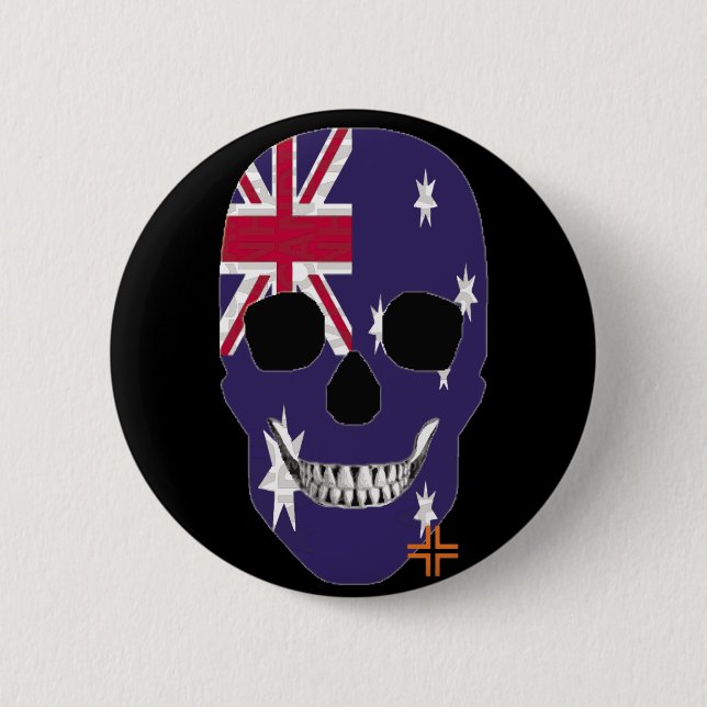 HANDSKULL Australia Round Badge  black B2 Button (Front)