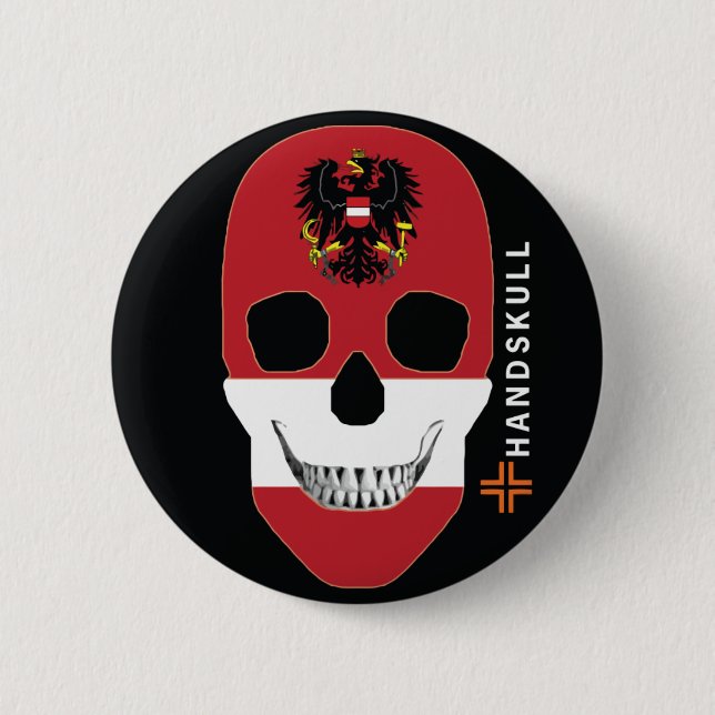 HANDSKULL Austria,Happy skull,Austria flag Button (Front)