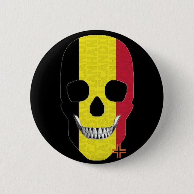 HANDSKULL Belgium Round Badge  black B2 Button (Front)