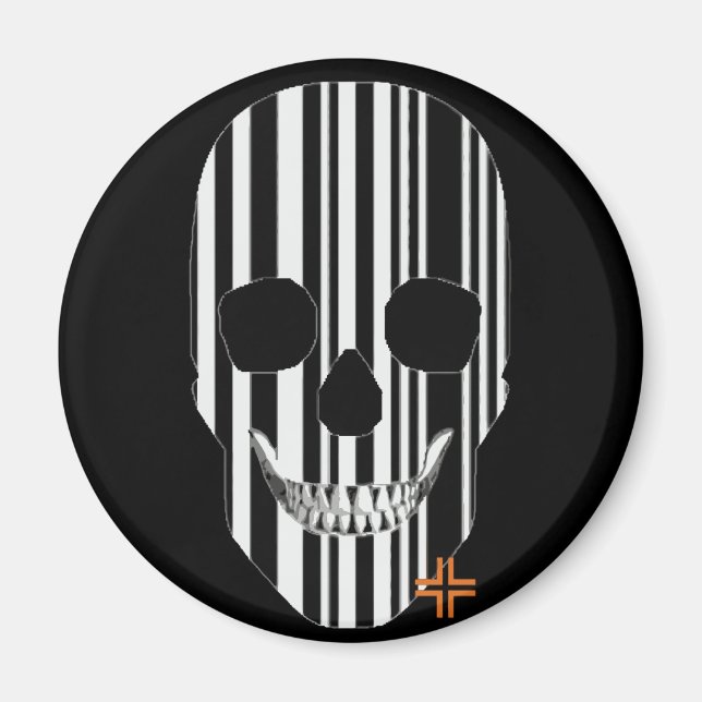 HANDSKULL Codebar round magnet   B2 (Front)