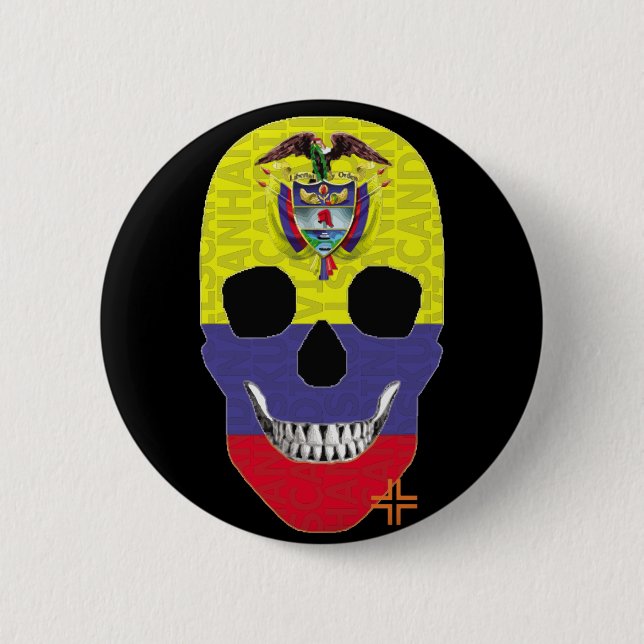 HANDSKULL Colombia Round Badge  black B2 Button (Front)