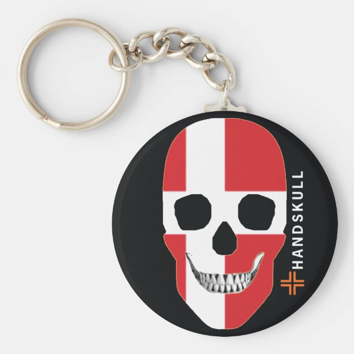 HANDSKULL Denmark,Happy skull,Denmark flag Key Chain