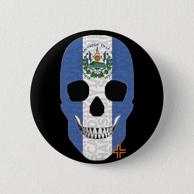 HANDSKULL El Salvador Round Badge  black B2 Button (Front)