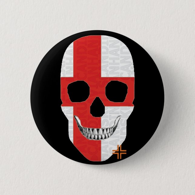 HANDSKULL England Round Badge  black B2 Button (Front)