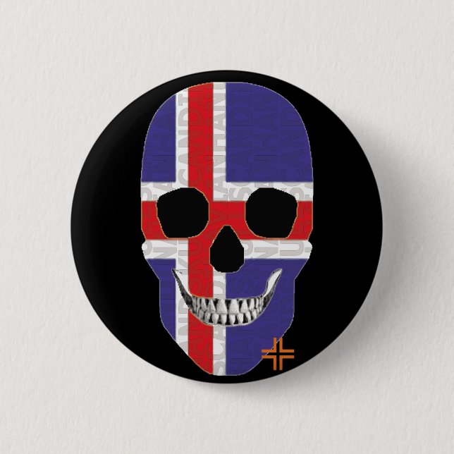 HANDSKULL Iceland Round Badge  black B2 Button (Front)