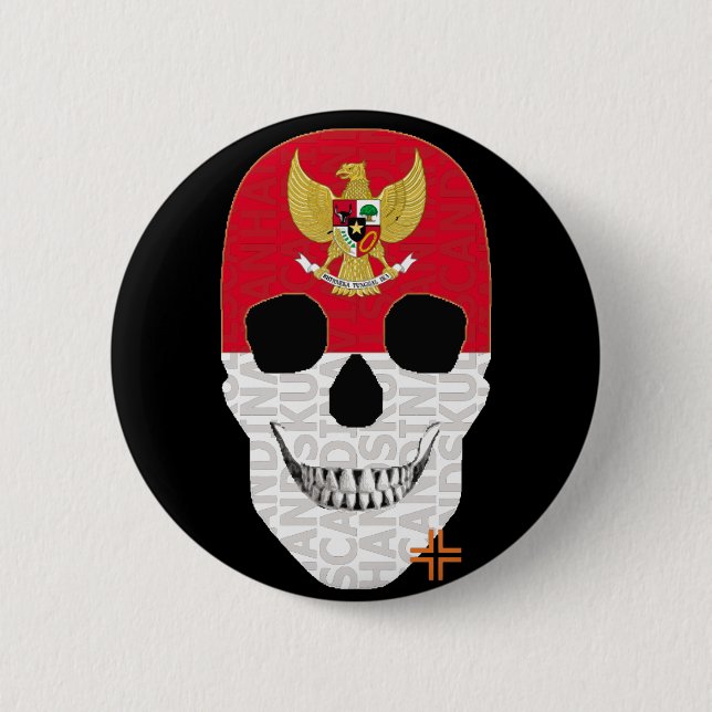 HANDSKULL Indonesia Round Badge  black B2 Button (Front)
