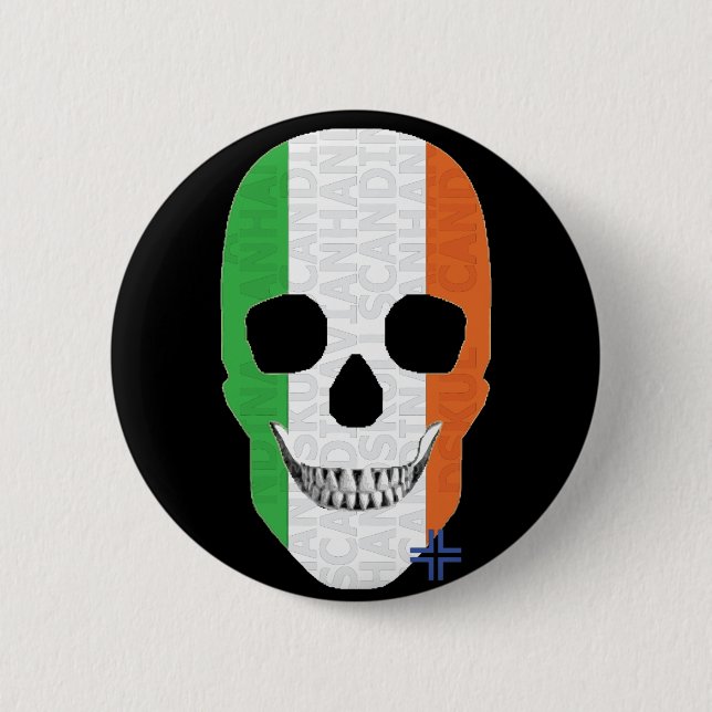 HANDSKULL Ireland Round Badge  black B2 Button (Front)