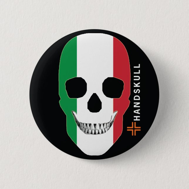 HANDSKULL Italy,Happy skull,Italy flag Button (Front)