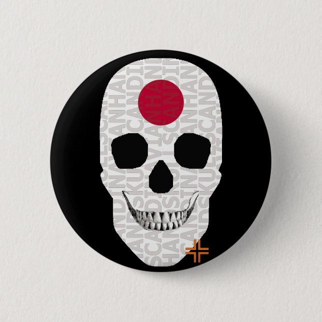 HANDSKULL Japan Round Badge  black B2 Button (Front)