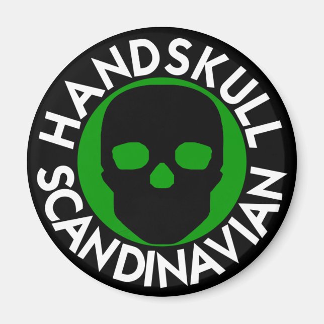 HANDSKULL LIV Forest Green round magnet   P3 (Front)