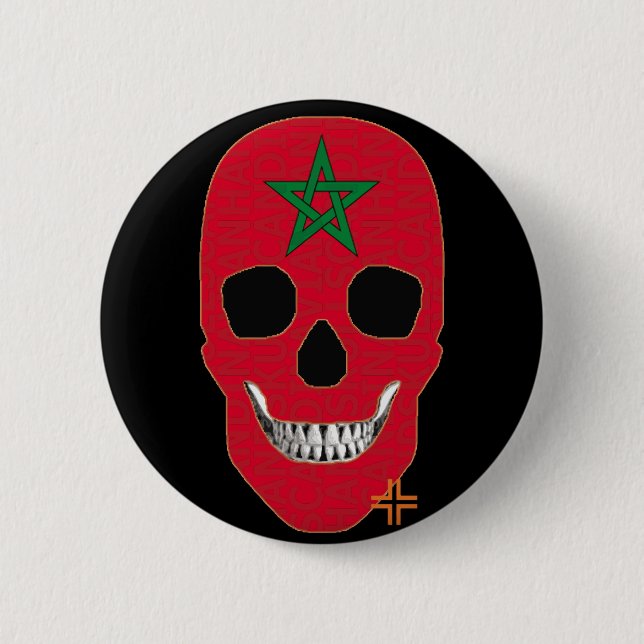HANDSKULL Morocco Round Badge  black B2 Button (Front)
