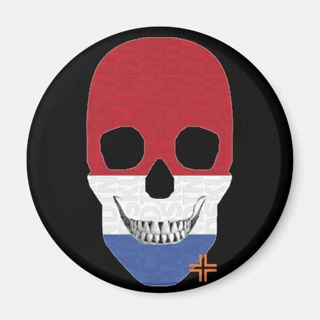 HANDSKULL Netherlands round magnet   B2 (Front)
