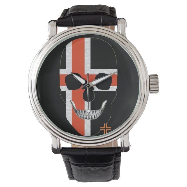 HANDSKULL Nordic Cross watch mens leather  B2 (Front)