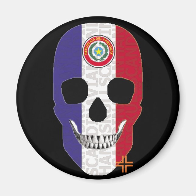 HANDSKULL Paraguay round magnet   B2 (Front)