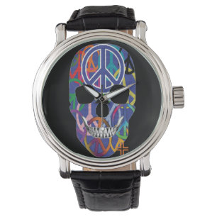 HANDSKULL Peace watch mens leather B2