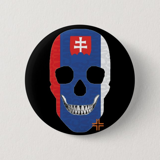 HANDSKULL Slovakia Round Badge  black B2 Button (Front)
