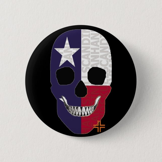 HANDSKULL Texas Round Badge  black B2 Button (Front)