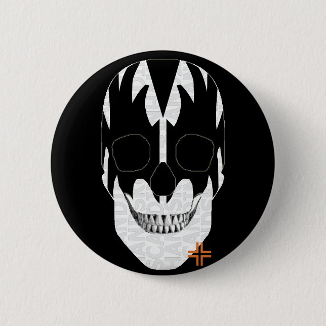 HANDSKULL Vampire Round Badge  black B2 Button (Front)