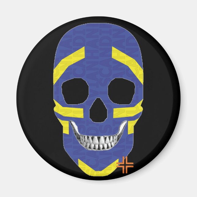 HANDSKULL Viking round magnet   B2 (Front)