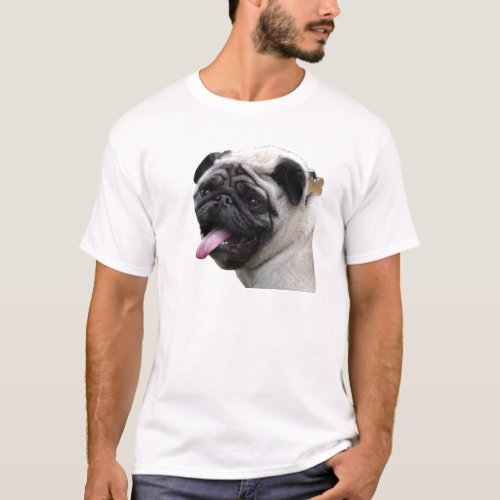 Handsom white Pug photo accessories add names T_Shirt