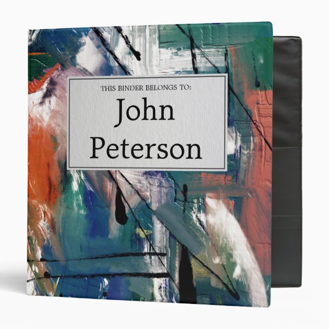 Handsome Abstract Art With Box For Text 3 Ring Binder (Front/Inside)