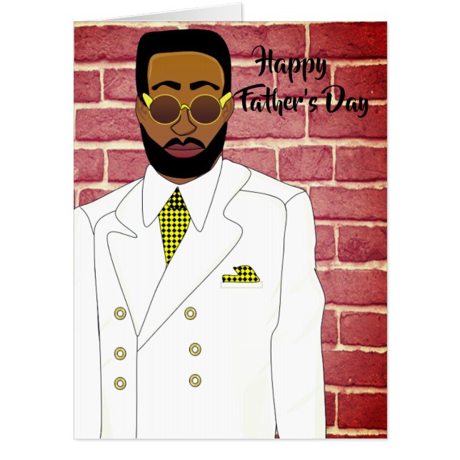 Handsome African American White Suit Father's Day Card (Front)