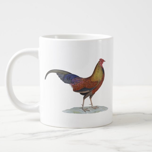 Handsome Alert Rooster Large Coffee Mug (Left)