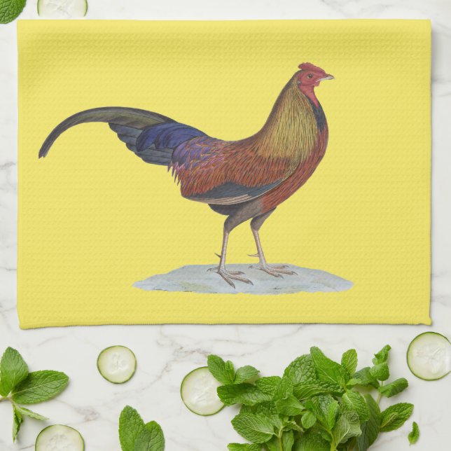 Handsome Alert Rooster Towel (Folded)