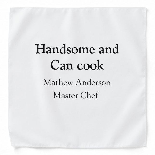 Handsome and can cook add name master chef date bandana (Front)