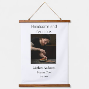 Handsome and can cook add name master chef date hanging tapestry