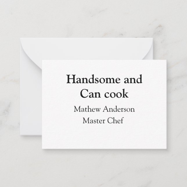 Handsome and can cook add name master chef date note card (Front)