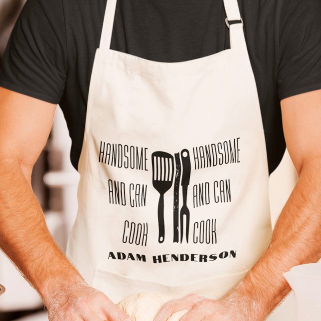 Handsome and Can Cook Custom Name Adult Apron (Creator Uploaded)