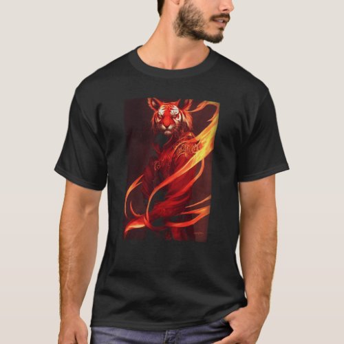 Handsome Anthro Red Tiger Mage Of Flames Anime Fan T_Shirt