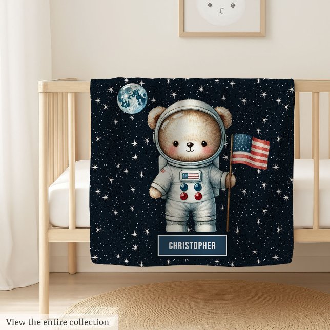 Handsome Astronaut Teddy Bear Baby Boy Space Baby Blanket (Handsome Astronaut Teddy Bear Baby Boy Space baby blanket)