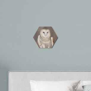Handsome Barn Owl Photo Wood Photo Tile