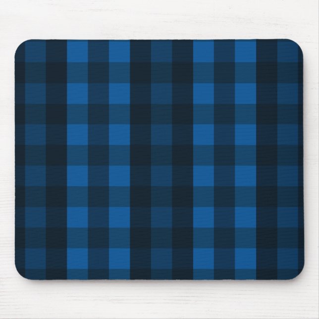 Handsome Black and Blue Plaid Mouse Pad (Front)
