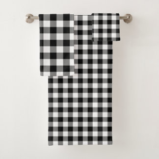 Handsome Black and White Gingham Pattern Towel Set