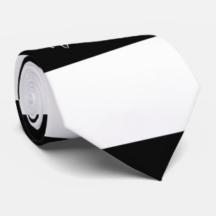 Handsome Black and White Stripes Monogram Neck Tie