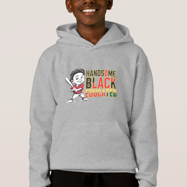 Handsome, Black & Baseball Strong Hoodie (Front)