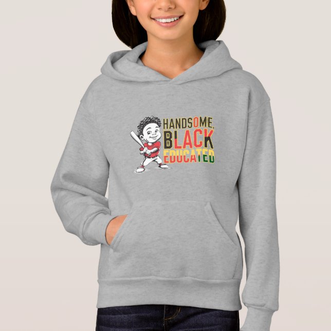 Handsome, Black & Baseball Strong Hoodie (Front)